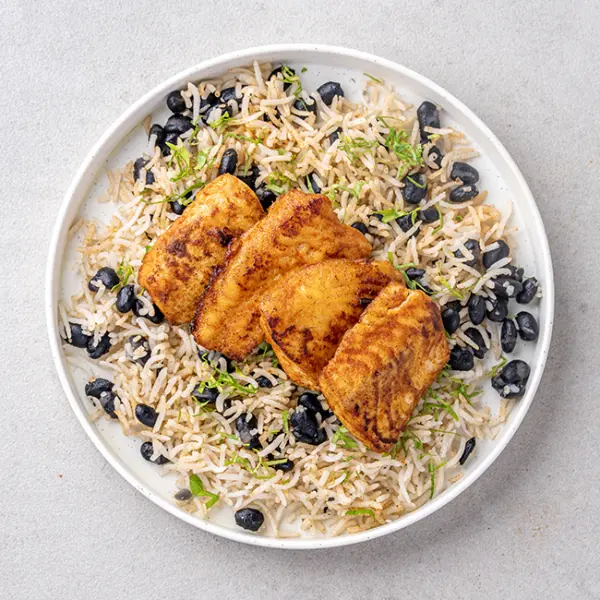 Jamaican Fish with Bean & Rice Mix